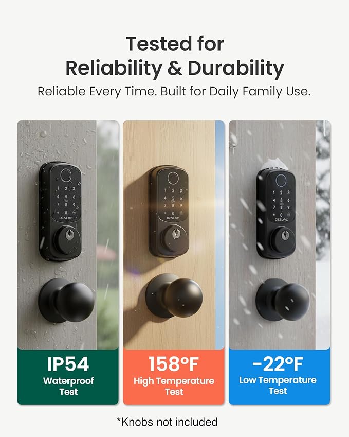 DESLOC B200 Fingerprint Smart Door Lock with App Control, Keyless Entry Deadbolt for Front Door, Auto Lock, Touchscreen Keypad, 8 Unlock Methods, USB-C Backup Power, 12-Month Battery, BHMA Grade3 - Image 10