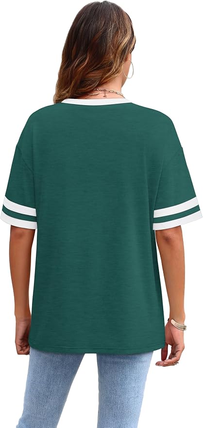 WIHOLL Womens T Shirts Loose Fit Short Sleeve Tees Crew Neck Color Block Summer Tops 2026 Fashion - Image 4