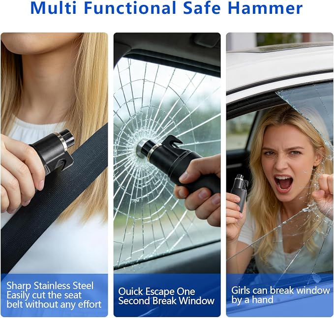Car Seat Gap Filler Organizer 2Pcs,Car Accessories with Safety Hammer,2 in 1 No Drop Seat Guard with Storage Slot for Phone,Keys,Universal Interior Gap Filler for Cars SUV Truck,Red - Image 8