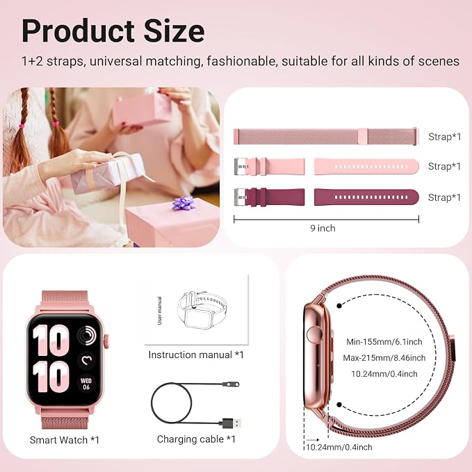 Trendia Smart Watches for Women - 1.83'' HD 2026 Fitness Tracker with Answer and Make Calls with Heart Rate Sleep SpO2 Monitor 120+ Sport Modes IP68 Waterproof and Compatible iPhone and Android Pink - Image 7