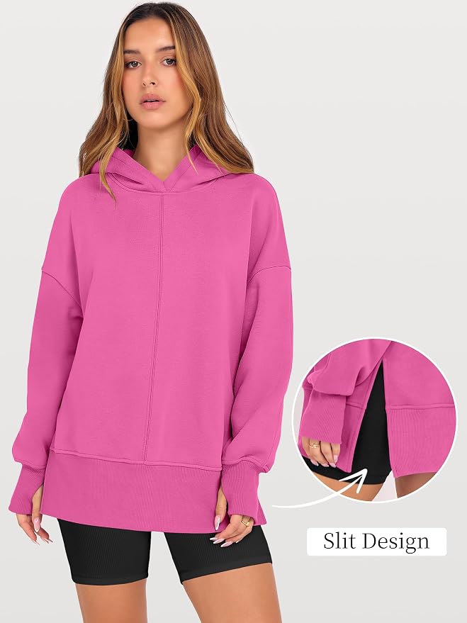ANRABESS Womens Oversized Hoodies Long Sleeve Fleece Side Slit Hooded Sweatshirts Pullover 2026 Fall Outfits Y2K Clothes - Image 7