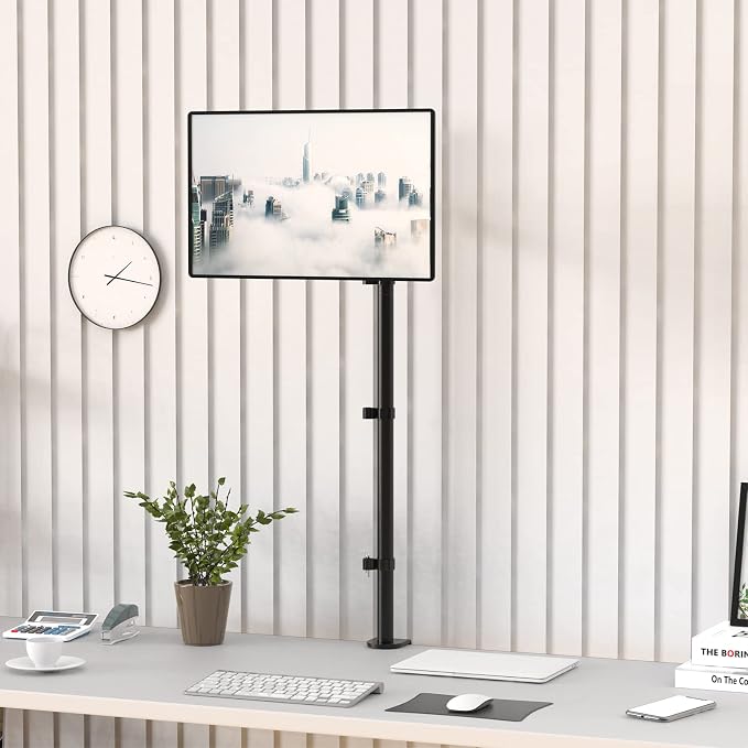 WALI Single Monitor Stand Desk Mount, Tall Monitor Stand Fully Adjustable with 39” Height Pole, Articulating Arm for Computer Screen up to 38 inch, 22lbs (M001XXL), Black - Image 9