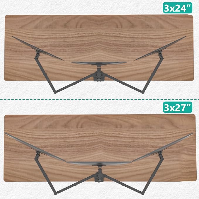 WALI Triple Monitor Mount, 3 Monitor Desk Mount for 13-27 inch Computer Screens, Holds up to 22 lbs, Triple Monitors Stand for Desk, with Tilt, Swivel, Rotation, VESA 75/100mm (M003S), Black - Image 9