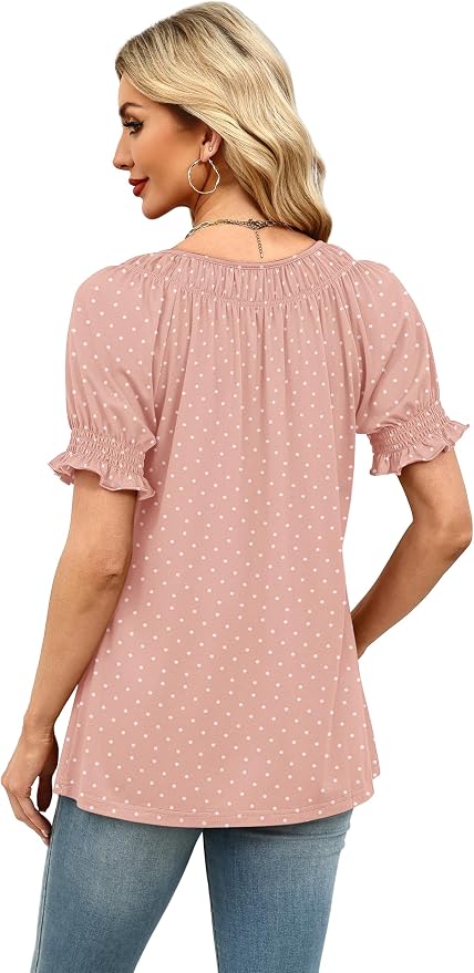 WIHOLL Womens Short Sleeve Square Neck Summer Tops Dressy Casual Blouses Trendy Clothes 2026 - Image 6