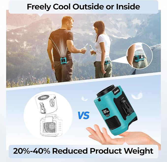 AMACOOL Portable Waist Fan Clip On, Gifts for Men Dad Husband, 10000mAh Rechargeable Wearable Shirt Fan, Powerful Belt Fans, Birthday Gifts for Women Jobsite Travel Camping Essentials 2026 - Image 7