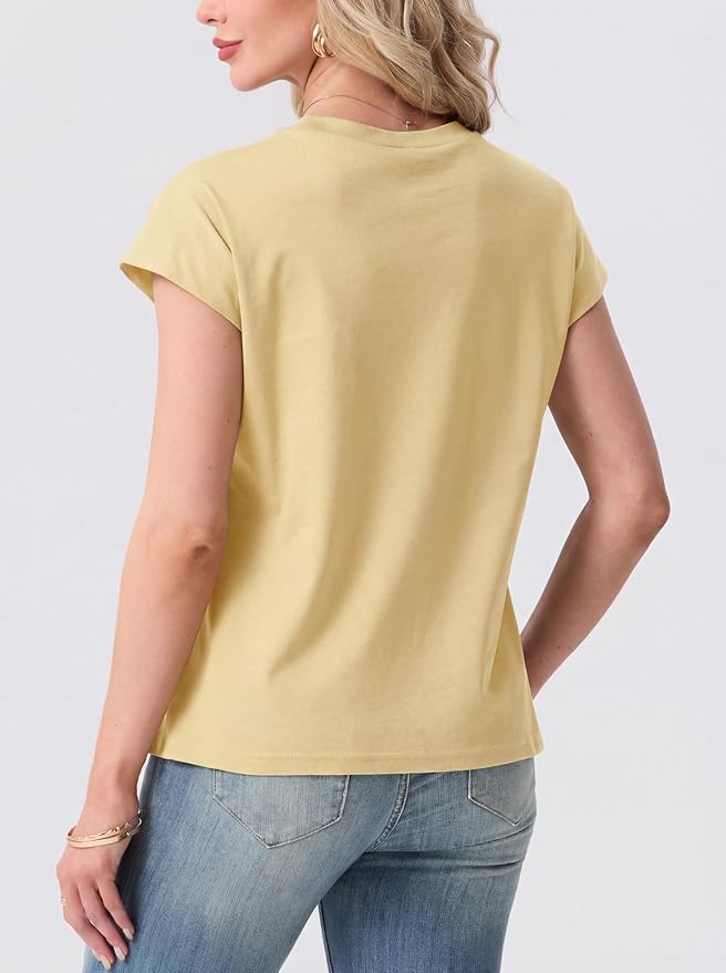 GRECERELLE Womens Summer Tops Cap Sleeve Crew Neck Basic T-Shirt | Everyday Casual Wear, Layering Friendly, Wrinkle-Resistant, Business Casual Ready, Lightweight & Packable, Capsule Wardrobe - Image 7