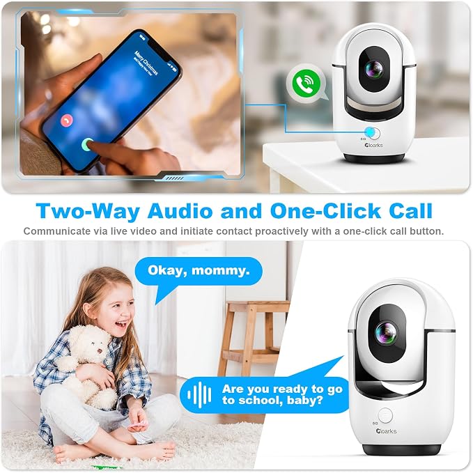 Cloarks 2K Pan/Tilt Security Camera, WiFi Indoor Cameras for Home Security with AI Motion Detection, Pet/Dog/Baby Camera with Phone App, 2-Way Audio, 24/7, Siren, TF/Cloud Storage, 4 Pack - Image 7