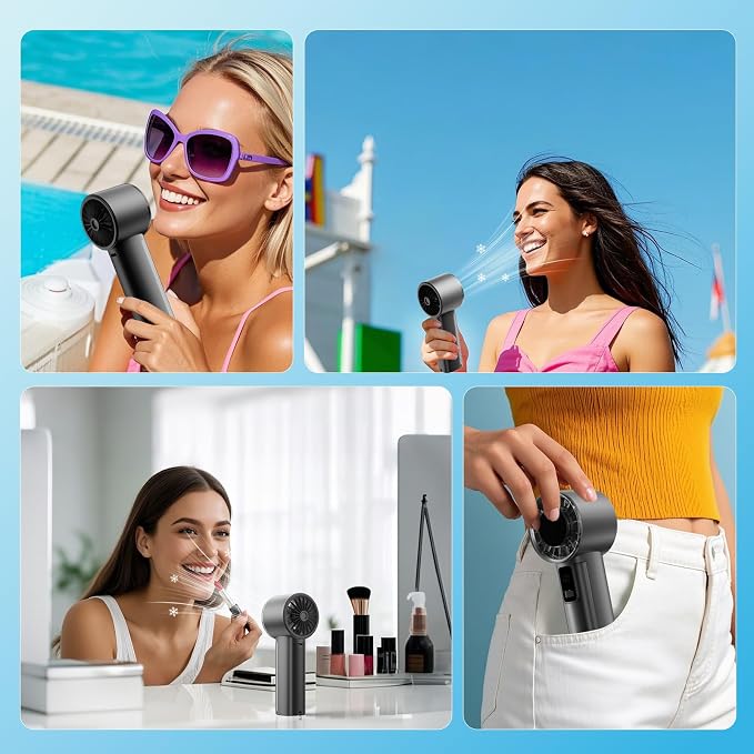 PANERGY Handheld Fan with Ice Cooler, Mini Portable Fan Rechargeable, 18Hrs Cooling, 0-100 Adjustable Speed, Small Yet Powerful, Personal Hand Fans for Travel, Beach, Outdoor, Makeup, Gifts for Women - Image 7