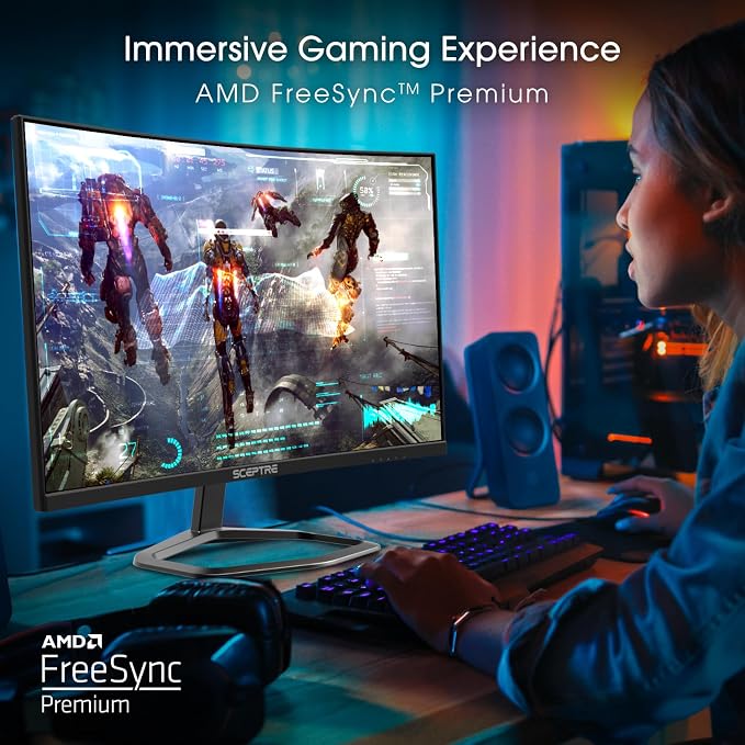 Sceptre 27-Inch Curved Gaming Monitor, FHD 1080p, 240Hz, 1500R, DisplayPort & HDMI x2, Built-in Speakers, Machine Black (C275B-FWT240 Series, 2026) - Image 6