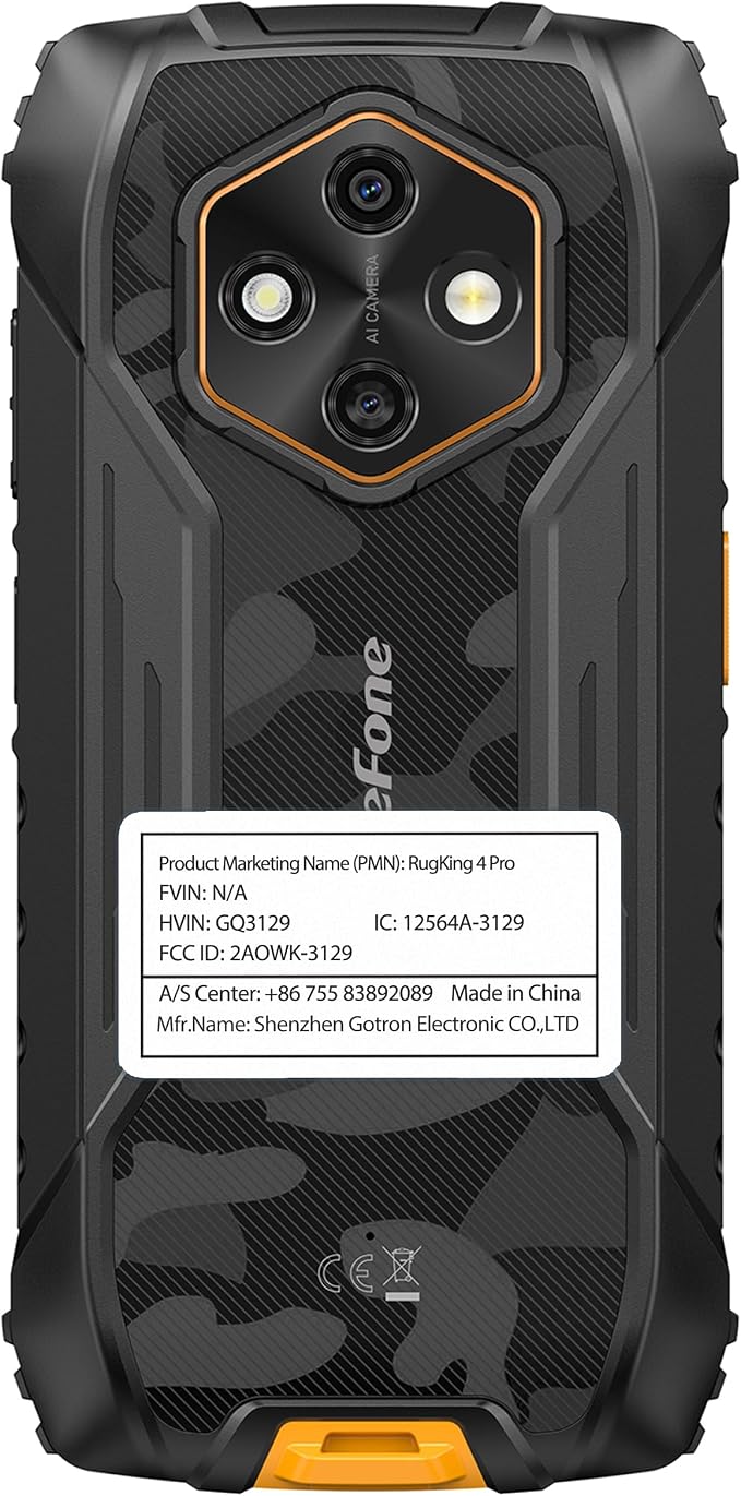 Ulefone RugKing 4 Pro AI Rugged Smartphone, 10000 mAh Battery 16GB + 128GB, 48MP 6.56" 120Hz Android 15, 120LM Super Torch/3 Card Slots/IP68/IP69K/NFC, Package with Exclusive Armor Case- Orange - Image 9