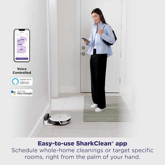 Shark Navigator Robot Vacuum with SmartPath Navigation and Self-Cleaning Brushroll, Powerful Suction, for Carpets & Hard Floors, White, AV2120 - Image 8