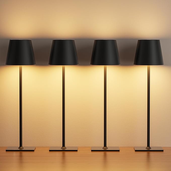 Kakanuo Cordless Rechargeable Table Lamp Black 5000mAh Battery Operated Lamps, 3 Colors Stepless Dimming Touch Lamp for Dining, Living Room, Outdoor Patio, Kitchen Counter, 4 Pack - Image 8