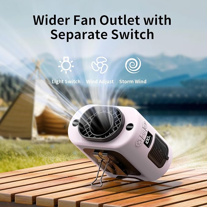 Socool 14500mAh Portable Waist Fan Clip on Belt 360 Rotation Wearable Rechargeable Personal Shirt Fan, 67H Cooling 5-Speed Battery Operated with Light, Neck Fan Hands-Free for Outdoor Jobsite Camping - Image 6