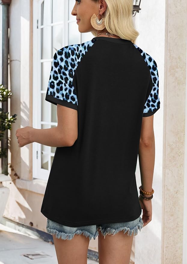 WIHOLL Womens Summer Tops Color Block Short Sleeve Raglan Shirts Spring Fashion Clothes Vacation Outfits - Image 5