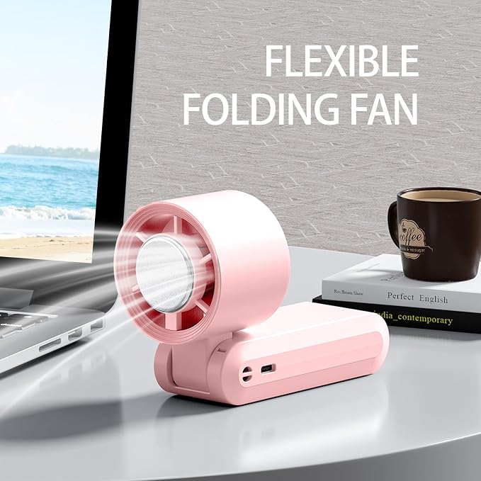 Handheld Fan, Portable Handheld Fan with Ice Function, mini personal fan, Turbo Powerful Rechargeable Fans,1-199 Speed, Foldable, for Women Men Outdoor Indoor travel essentials(Pink) - Image 7