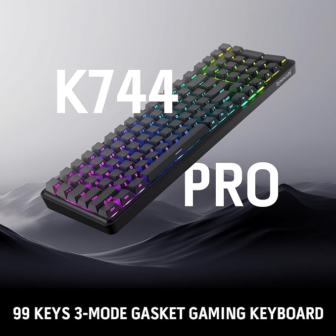 Redragon K744 GB PRO 99 Keys Wireless Gasket RGB Gaming Keyboard, 3-Mode Mechanical Keyboard w/Hot-Swap Socket, Gradient PBT Keycaps & 5-Layer Noise Dampening, Custom Linear Switch - Image 9