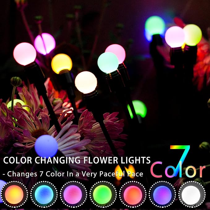 TONULAX Solar Garden Lights, Starburst Swaying When Wind Blows, Solar Lights Outdoor Decorative, Color Changing RGB Light for Yard Patio Pathway Decoration(4 Pack) - Image 6
