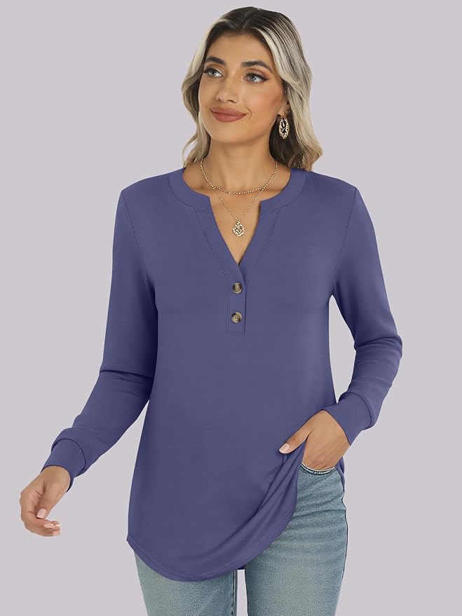 ANRABESS Women's Long Sleeve Shirts 2026 Spring Fashion Dressy Casual Tops Trendy Henley Blouses Cute Work Outfits Clothes - Image 6