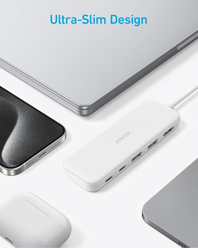 Anker USB C Hub, 5-in-1 USBC to HDMI Splitter with 4K Display | 85W Max PD, 1 Powered USB-C 5Gbps & 2 Powered USB-A 3.0 5Gbps Data Ports, for MacBook Pro, MacBook Air, Dell and More (White) - Image 7