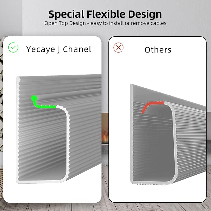 YECAYE 94.2 in Cable Management Under Desk,Easy Install Adhesive Mount Cord Hider,Cord Organizer,Wire Management,Wire Hider for Office Organization,Child & Pet Proof,Grey - Image 7