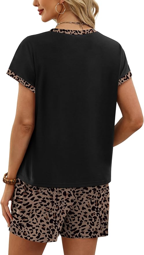 WIHOLL Two Piece Sets for Women Summer Lounge Short Sets Cap Sleeve Crew Neck Sweatsuit with Pocket XS-2XL - Image 5