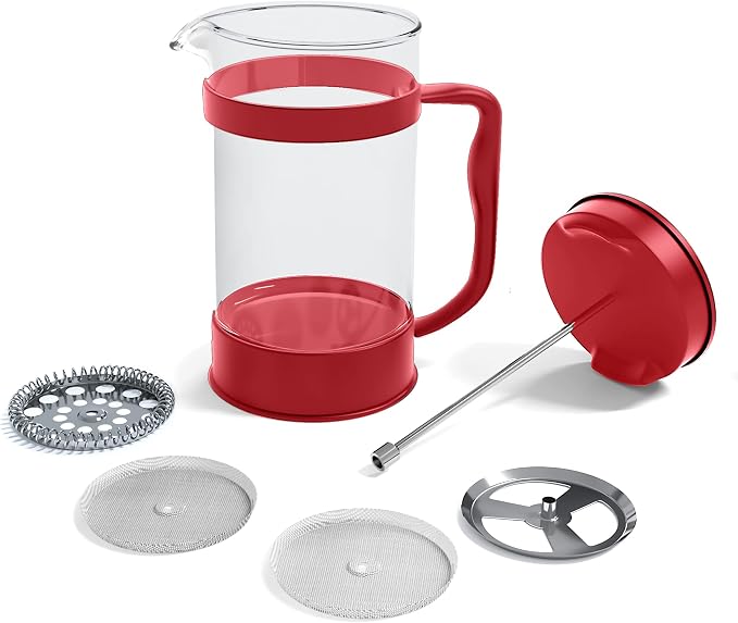 Utopia Kitchen Borosilicate Glass French Press Coffee Maker 34 Oz, Red | Heat-Resistant Cafetiere & Tea Maker, Thickened Glass Coffee Press for Travel and Camping - Image 9