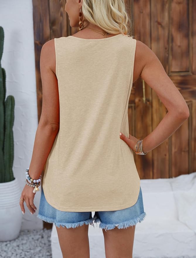 Halife Womens Half Zip V Neck Tank Tops Summer Sleeveless Shirts Casual Loose Top Blouses T Shirts - Image 5