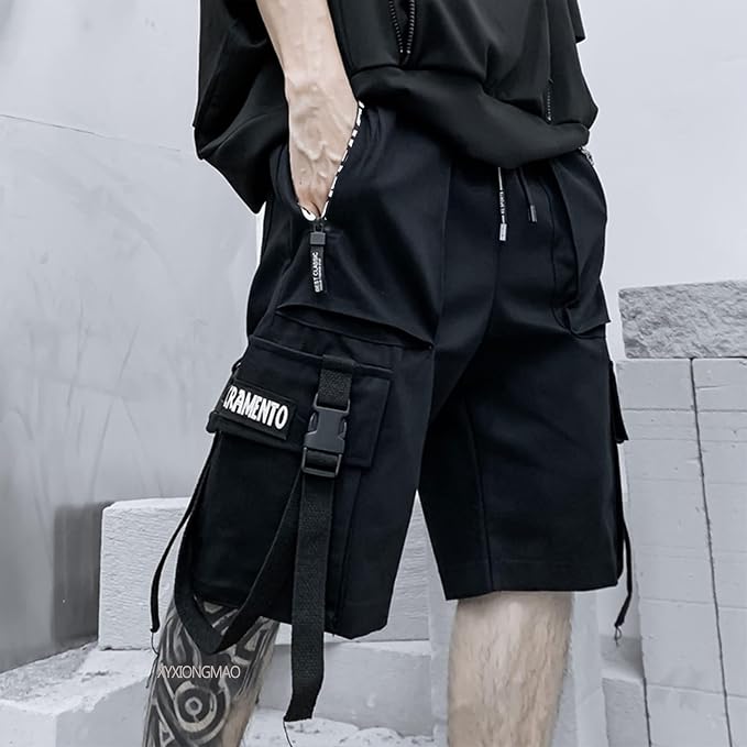 XYXIONGMAO Men's Joggers Techwear Black Hip Hop Cargo Shorts Streetwear Sweatpants Cargo Pants for Men - Image 5