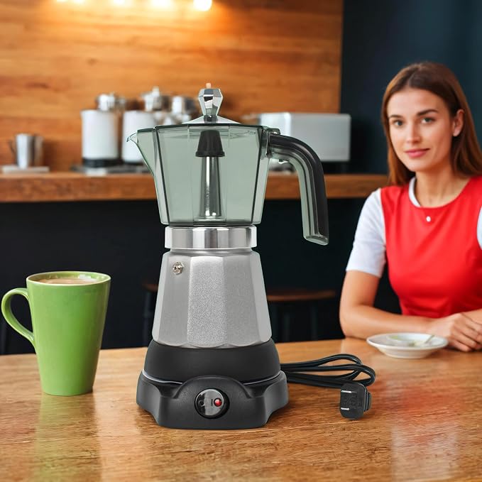 LAOION 6 Cup Manual Espresso Maker, Small Espresso Machines for Home | Cuban Coffee Maker with Detachable Base & Overheat Protection,Cafeteras Electricas Modernas Moka Pot,Greca Electrica De Cafe - Image 6