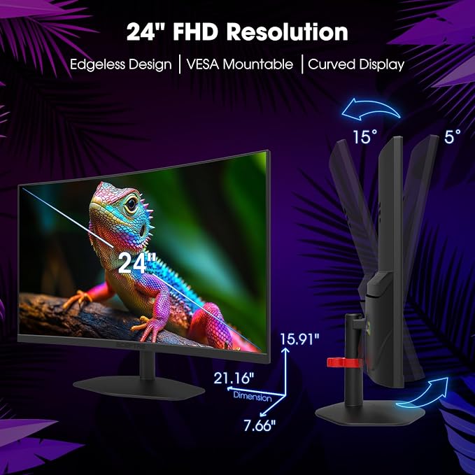 New! Sceptre Curved 24-inch Gaming Monitor 1ms 100Hz 1500R DisplayPort HDMI X2 Eye Care 100% sRGB Build-in Speakers, Machine Black 2026 (C248W-FW100T Series) - Image 6