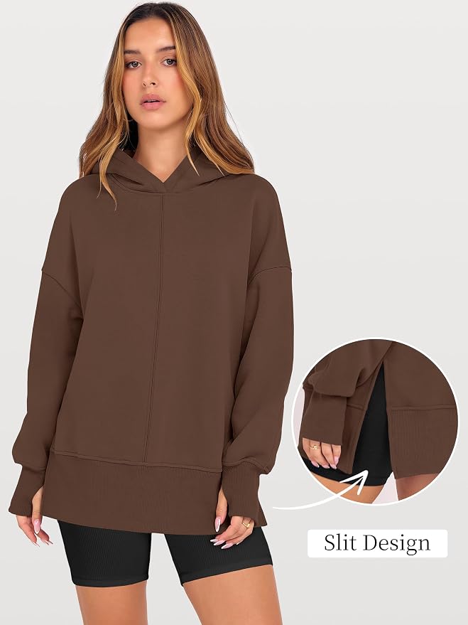 ANRABESS Womens Oversized Hoodies Long Sleeve Fleece Side Slit Hooded Sweatshirts Pullover 2026 Fall Outfits Y2K Clothes - Image 7
