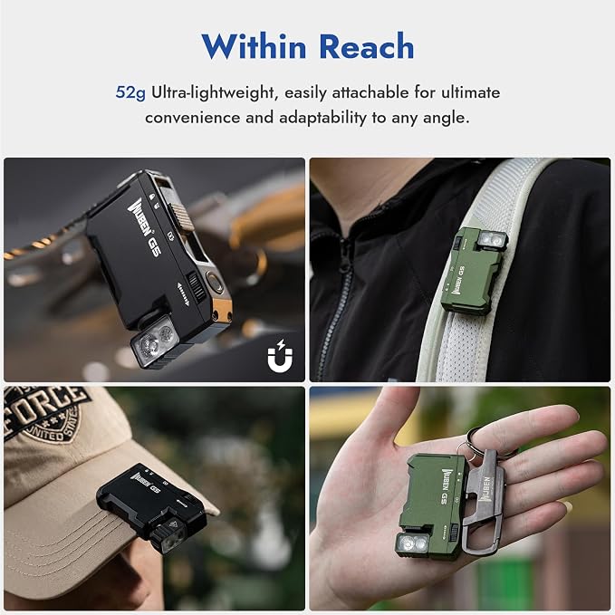 WUBEN G5 Rechargeable EDC Flashlight, Mini Flat Bright Small Flashlight | 400 Lumens Dual Light Source LED Flashlight with RGB, Magnetic Mini Bright Keychain Flashlight for Home, Camping, Emergencies - Image 9