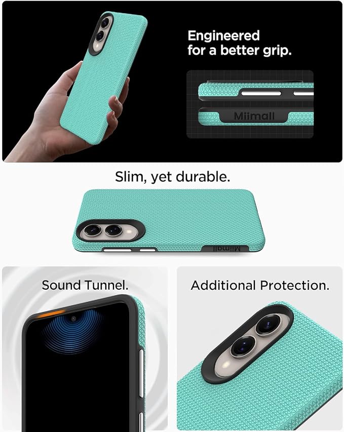 Miimall Slim & Rugged for Samsung S25 Edge Case, 10FT Military Shockproof Dropproof, Anti-Slip Grip Anti-Scratch Dustproof Men Thin Heavy Duty Protective Case for Galaxy S25 Edge, Mint Green - Image 7