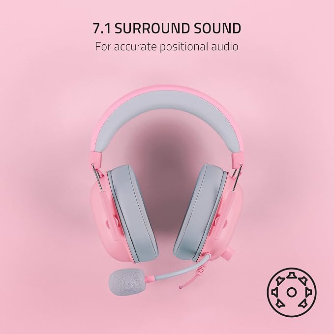 Razer BlackShark V2 X Gaming Headset: 7.1 Surround Sound - 50mm Drivers - Memory Foam Cushions - for PC,PS4,PS5,Switch - 3.5mm Audio Jack - Quartz Pink,(Pack of 8) - Image 6