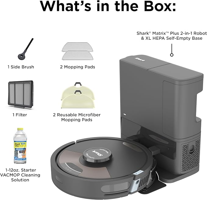 Shark Matrix Plus 2-in-1 Robot Vacuum & Mop, Black/Mocha Silver, AV2630WA | Sonic Mopping, Matrix Clean, CleanEdge, HEPA 45-Day Self-Empty Base, 360° LiDAR Mapping, Self-Cleaning Brushroll, Wi-Fi - Image 10