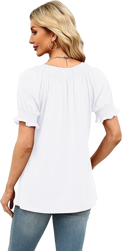 WIHOLL Womens Short Sleeve Square Neck Summer Tops Dressy Casual Blouses Trendy Clothes 2026 - Image 6