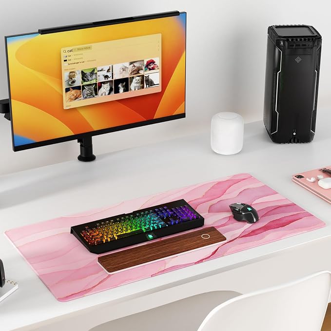 KTRIO Large Gaming Mouse Pad, Desk Mat, 31.5 x 15.7 in, Pink Glow, XXL | Smooth Micro-Weave Surface, Artistic Pattern Design, Non-Slip Rubber Base, Durable Stitched Edges, Office & Home Use - Image 6