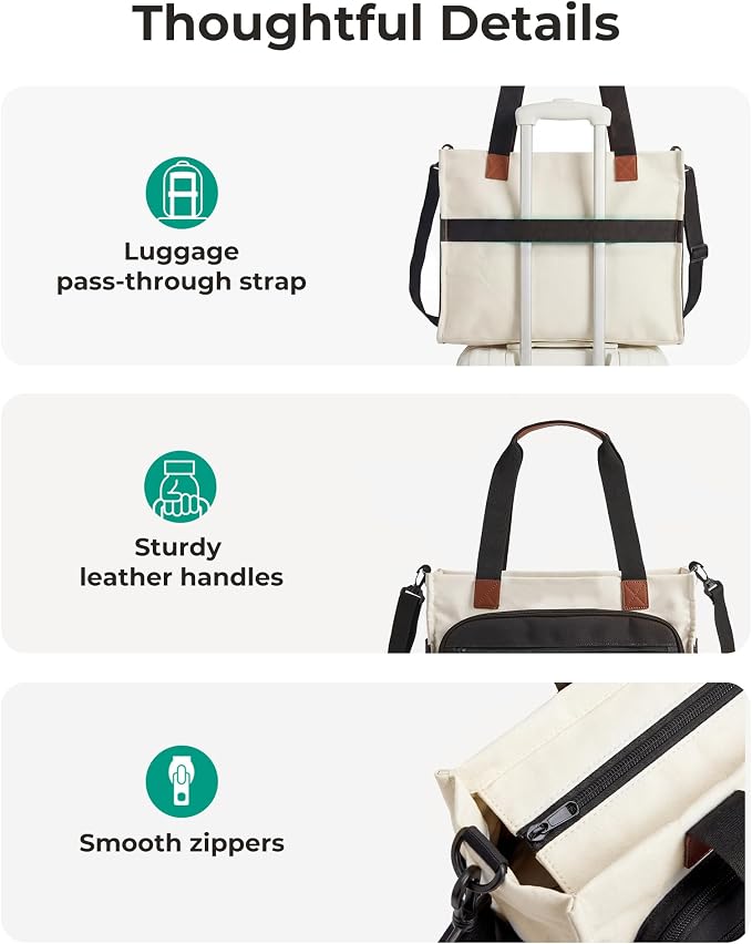 BAGSMART Small Tote Bag for Women, 13'' Laptop Canvas Work Bag with Zipper | 30oz/40oz Tumble & 11 Pockets Travel Tote, Teachers/Nurses, Lightweight Canvas or Water-Resistant Puffer Taslon Crossbody Bag - Image 7
