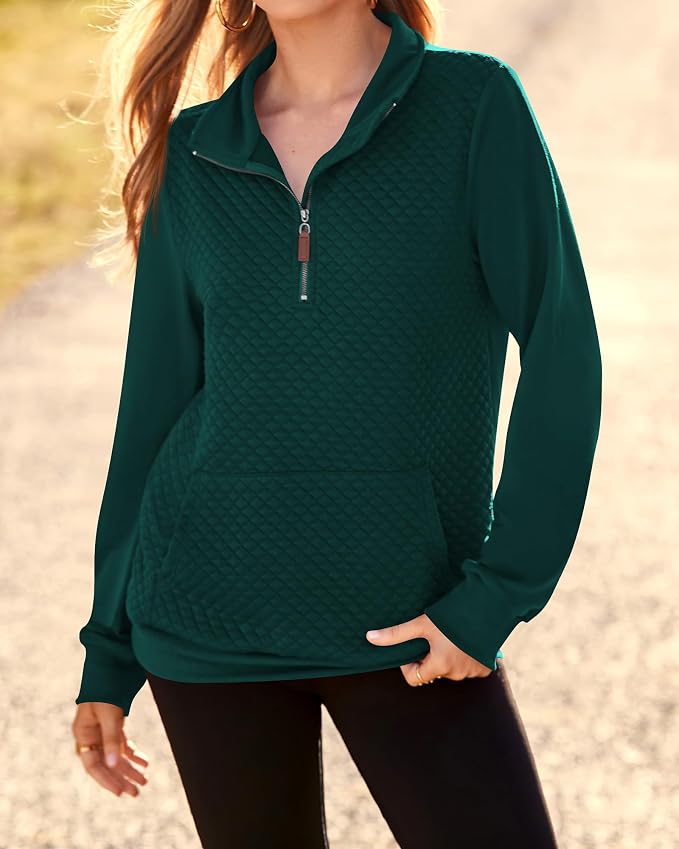 BTFBM Women Fashion Quilted Pattern Lightweight Zipper Long Sleeve Plain Casual Ladies Sweatshirts Pullovers Shirts Tops - Image 8