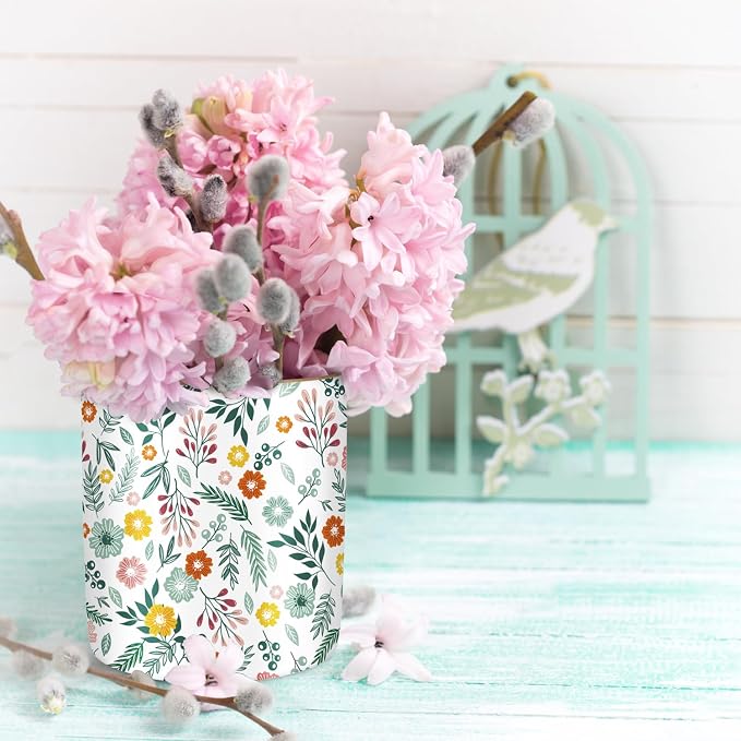 Desk Pen and Pencil Holder, Ceramic Multifunctional Organizer for Home, Office, and School, Green Floral Pattern - Image 7