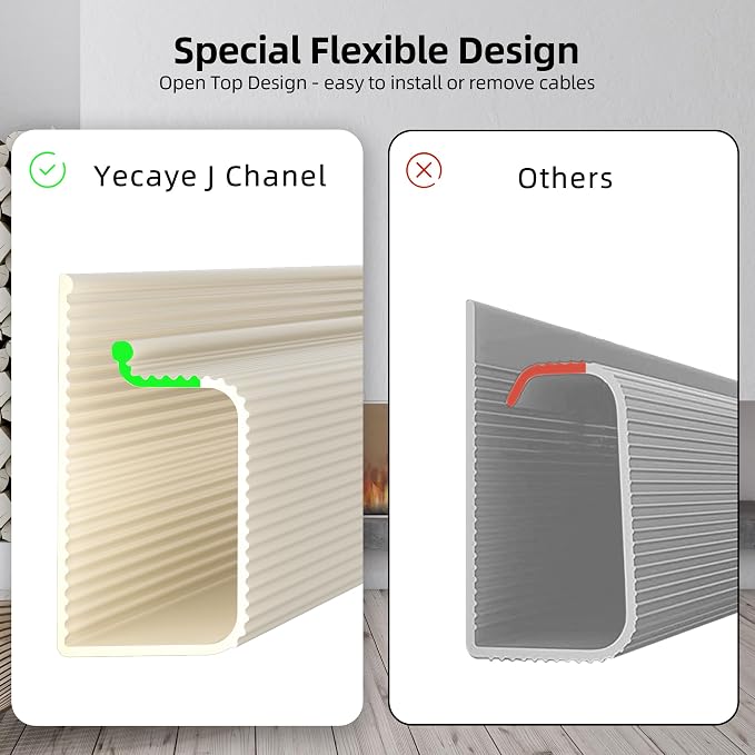 YECAYE 94.2 in Cable Management Under Desk,Easy Install Adhesive Mount Cord Hider,Cord Organizer,Wire Management,Wire Hider for Office Organization,Child & Pet Proof,Beige - Image 7