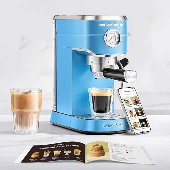 CASABREWS CM5418 Espresso Machine, Espresso Coffee Maker with Steam Wand | Stainless Steel, 20-Bar Pump, Built-in Pressure Gauge, Powerful Steam Wand for Cappuccino Latte for Home, 34oz Water Tank - Image 8