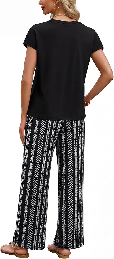 WIHOLL Two Piece Set for Women Summer Spring Outfits Matching Sets Women Clothing Airport Travel Vacation Wide Leg Pants - Image 5