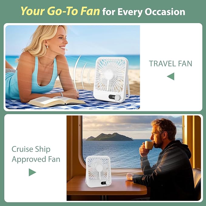 Portable Fan for Travel, 4000mAh Cruise Must Haves for Cruise Approved Rechargeable with 100 Speed Wind Adjustable, Portable Carbin Cruise Fan Magnetic for Cruise Ship Essentials 2026 - Image 7