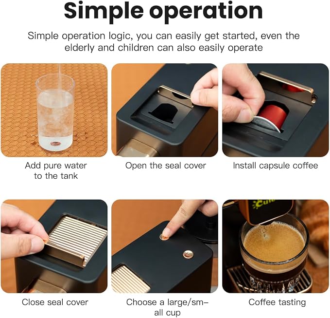 Mini Espresso Coffee Machine for Capsules Compatible with Nespresso OriginalL Machine, Espresso Maker Single Serve, Bestpresso Coffee Capsules Peet's Espresso more (Black) - Image 7