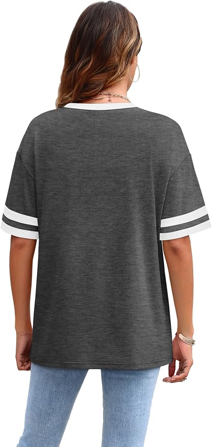 WIHOLL Womens T Shirts Loose Fit Short Sleeve Tees Crew Neck Color Block Summer Tops 2026 Fashion - Image 4