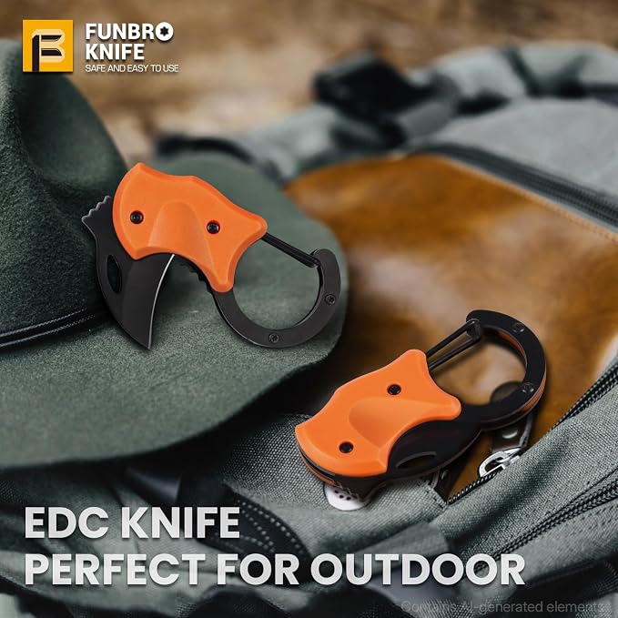 FUNBRO Small Pocket Knife for Men, Mini Edc Knives | Cool Folding Knife Box Cutter with 1.34inch Sharp Blade, Great Gift for Men (orange) - Image 7