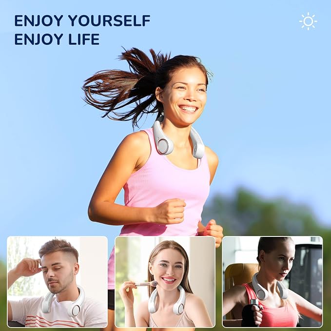 Morelax Neck Fan, USB Rechargeable Personal Fan,Hand Free Bladeless Portable Fans,4000 mAh, 3 Speeds,72 Air Faster softer 360° Cooling, Ultra Quiet,Gift Suitable for Home, Office, Travel, Sports - Image 8