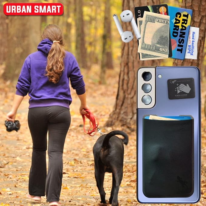 Phone Wallet - Adhesive Card Holder - Cell Phone Pouch - Stick on Lycra Pocket by Gecko - Carry Credit Cards and Cash - Image 9