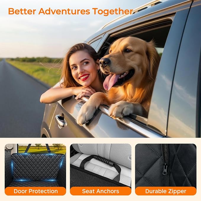 URPOWER Dog Car Seat Cover for Pets 100% Waterproof Seat Cover Hammock 600D Heavy Duty Scratch Proof Nonslip Durable Soft Back Seat Covers for Full Size Trucks - Image 7